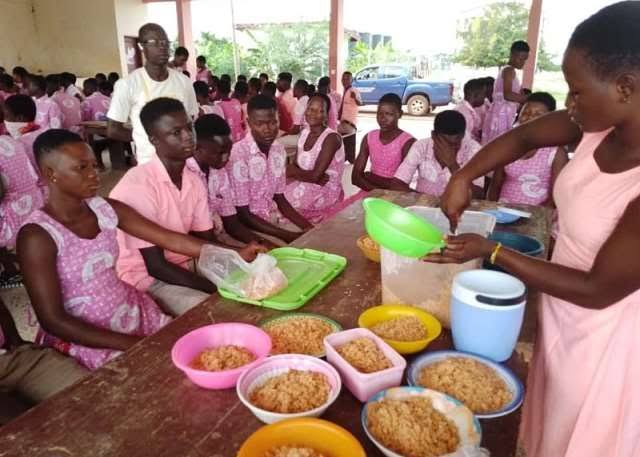 Students in a school dinning hall