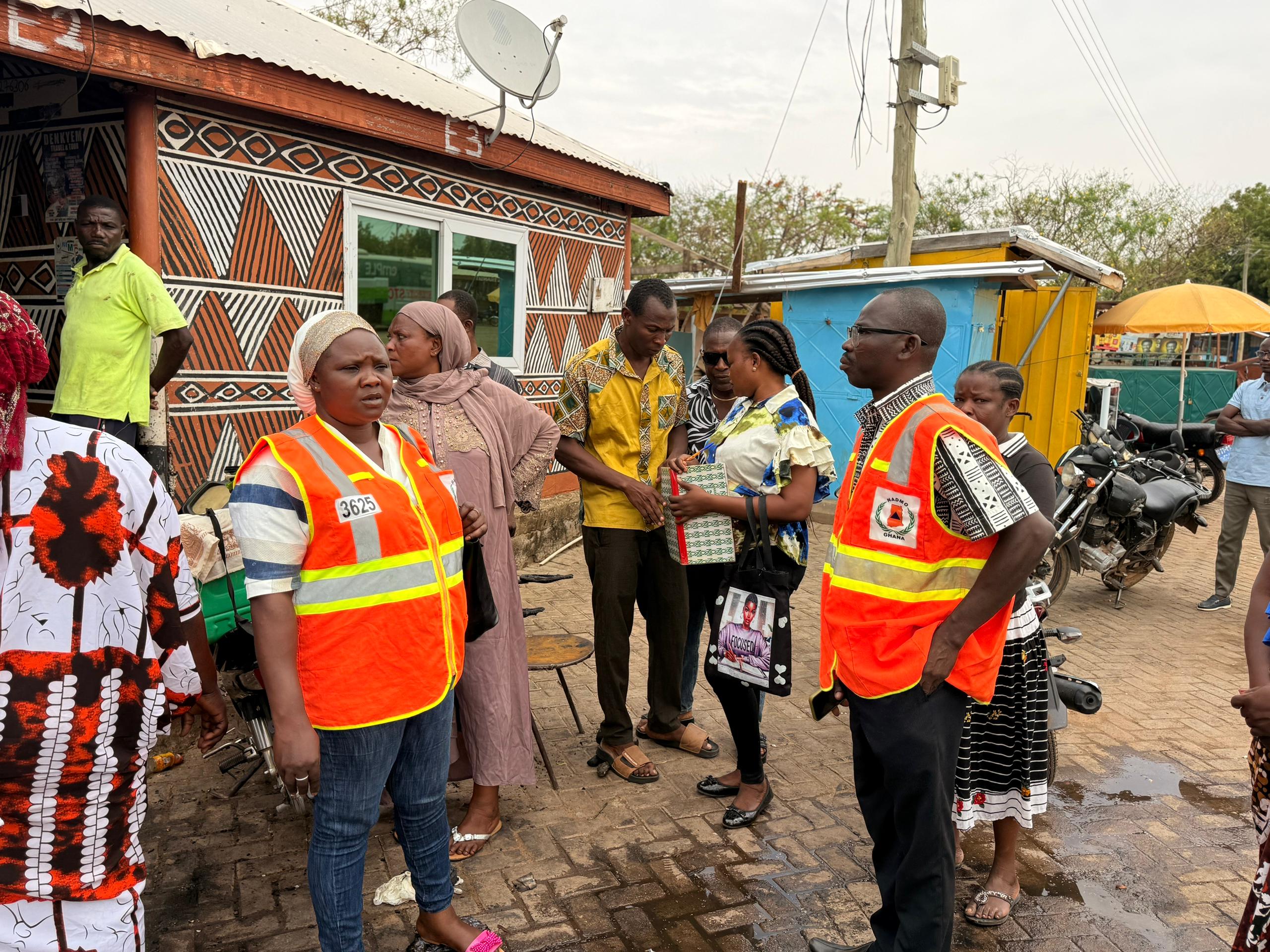 NADMO personnel at the fire scene