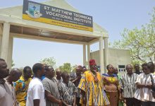 The Navro-Pio during a tour of St Mathew Technical Vocational Institute at Paga-Bayono