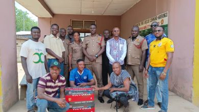Representatives of Solomon Kwovia Navanse with the staff of Navrongo Municipal Fire Station