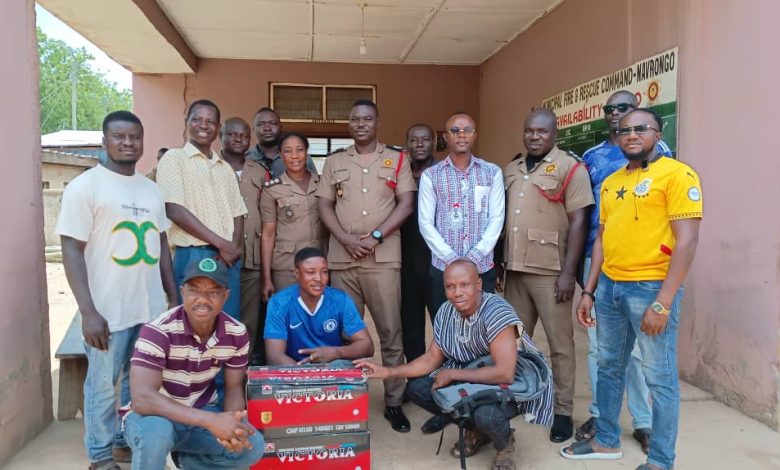 Representatives of Solomon Kwovia Navanse with the staff of Navrongo Municipal Fire Station