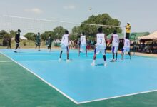 Newly constructed volleyball court