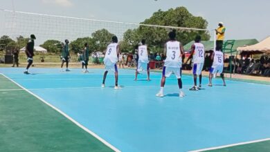 Newly constructed volleyball court